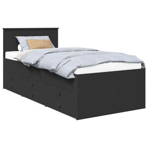 vidaXL Lit d'appoint avec tiroir Noir 75 x 190 cm Bois d'ing&eacute;nierie