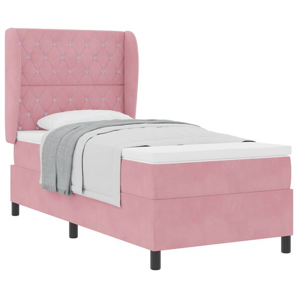 vidaXL Lit &agrave; ressorts avec matelas Rose 200 x 100 cm Polyester