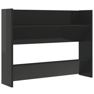 vidaXL Armoire &agrave; chaussures murale noir brillant bois d'ing&eacute;nierie
