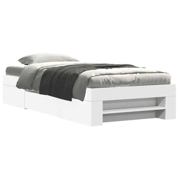 vidaXL Cadre de lit sans matelas blanc 75x190 cm bois d'ing&eacute;nierie