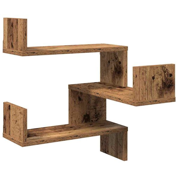 vidaXL &Eacute;tag&egrave;res d'angle murales 2 pcs vieux bois 40x40x49,5 cm