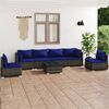 vidaXL Salon de jardin 7 pcs avec coussins r&eacute;sine tress&eacute;e gris