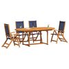 vidaXL Ensemble &agrave; manger de jardin 5pcs bois d'acacia solide textil&egrave;ne