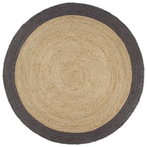 vidaXL Tapis fait &agrave; la main Jute avec bord gris fonc&eacute; 210 cm
