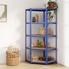 vidaXL &Eacute;tag&egrave;re d'angle &agrave; 5 niveaux Bleu Acier et bois d'ing&eacute;nierie