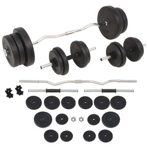 vidaXL Ensemble d'halt&egrave;res et barres d'halt&egrave;res 60 kg