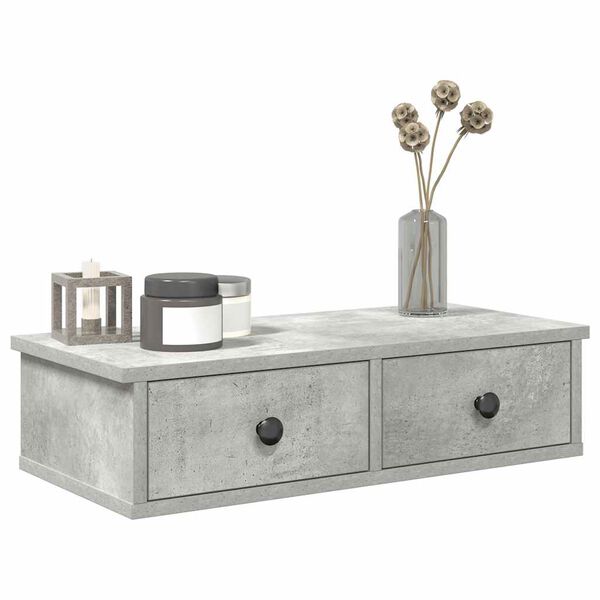 vidaXL &Eacute;tag&egrave;re murale avec tiroirs gris b&eacute;ton bois d'ing&eacute;nierie