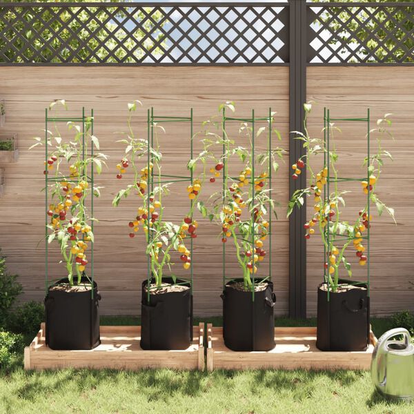 vidaXL Cages &agrave; tomates avec sacs &agrave; plantes 4 pcs 154 cm acier et PP