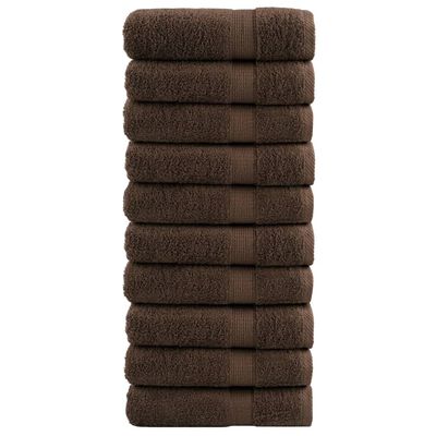 vidaXL Essuie-mains de qualité supérieure 10 pcs marron 100% coton