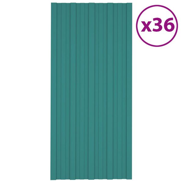vidaXL Panneaux de toiture 36 pcs Acier galvanis&eacute; Vert 100x45 cm