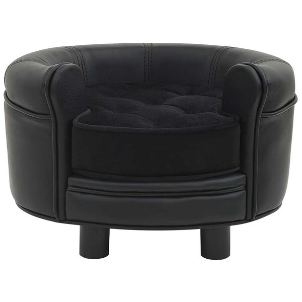 vidaXL Canap&eacute; pour chien Noir 48x48x32 cm Peluche et similicuir