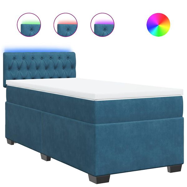 vidaXL Sommier &agrave; lattes de lit avec matelas bleu 80x200 cm velours