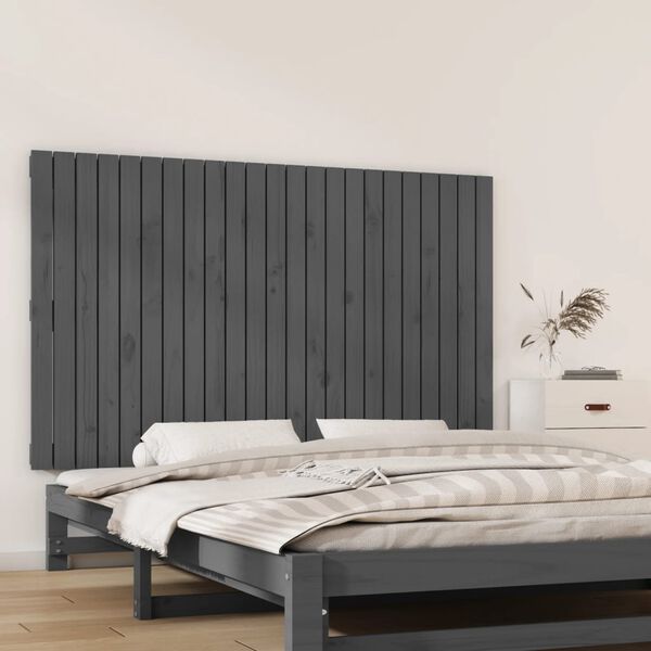 vidaXL T&ecirc;te de lit murale Gris 147x3x90 cm Bois massif de pin