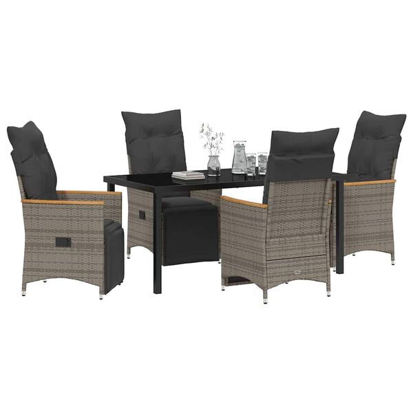 vidaXL Ensemble de salle &agrave; manger pour jardin 5 pcs Gris polyrotin
