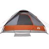 vidaXL Tente familiale &agrave; d&ocirc;me 6 personnes gris et orange imperm&eacute;able