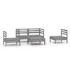 vidaXL Salon de jardin 5 pcs Gris Bois de pin massif
