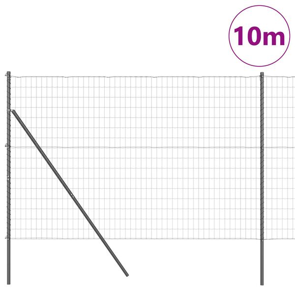 vidaXL Cl&ocirc;ture avec poteau Gris 1,6 x 10 m Acier et PVC