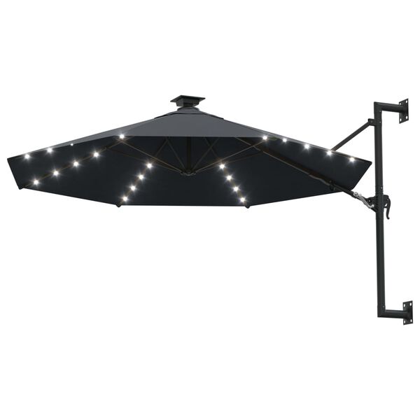 vidaXL Parasol mural de jardin avec LED 300 cm anthracite