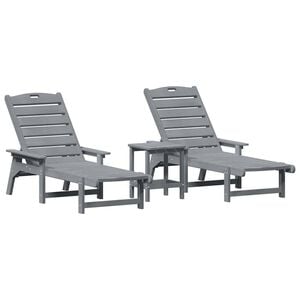 vidaXL Transat 3 pc Poly&eacute;thyl&egrave;ne Gris clair