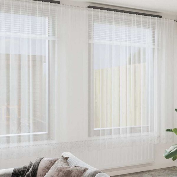 vidaXL Rideau en Dentelle Floral Blanc 300 x 400 cm Polyester