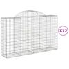 vidaXL Paniers &agrave; gabions arqu&eacute;s 12 pcs 200x50x120/140 cm Fer galvanis&eacute;