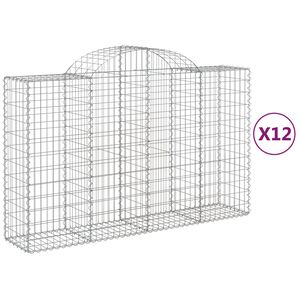 vidaXL Paniers &agrave; gabions arqu&eacute;s 12 pcs 200x50x120/140 cm Fer galvanis&eacute;