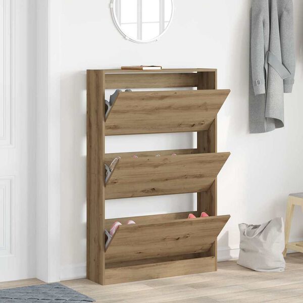 vidaXL Cabinet &agrave; chaussures Ch&ecirc;ne artisanal 80 x 21 x 125,5 cm