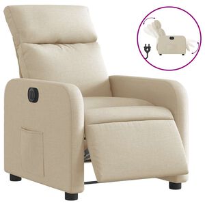 vidaXL Fauteuil inclinable &eacute;lectrique Cr&egrave;me Tissu