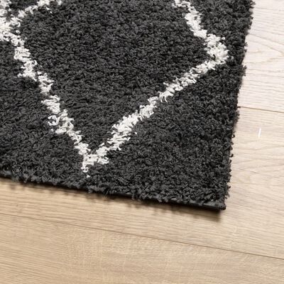 vidaXL Tapis shaggy à poils longs moderne noir et crème 200x280 cm