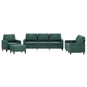vidaXL Ensemble de canap&eacute;s 4 pcs avec coussins Vert fonc&eacute; Velours