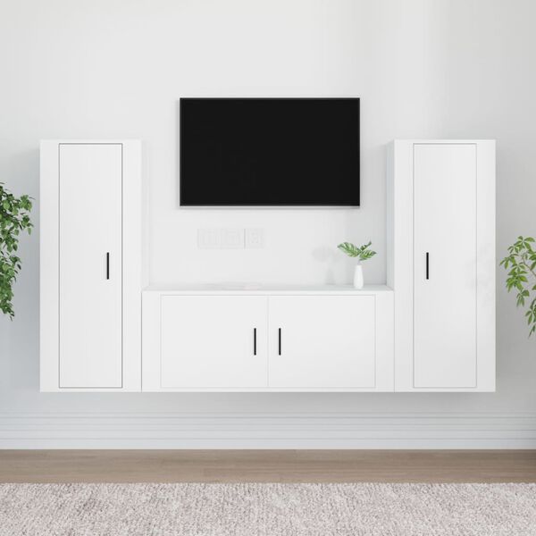 vidaXL Ensemble de meubles TV 3 pcs Blanc Bois d'ingénierie