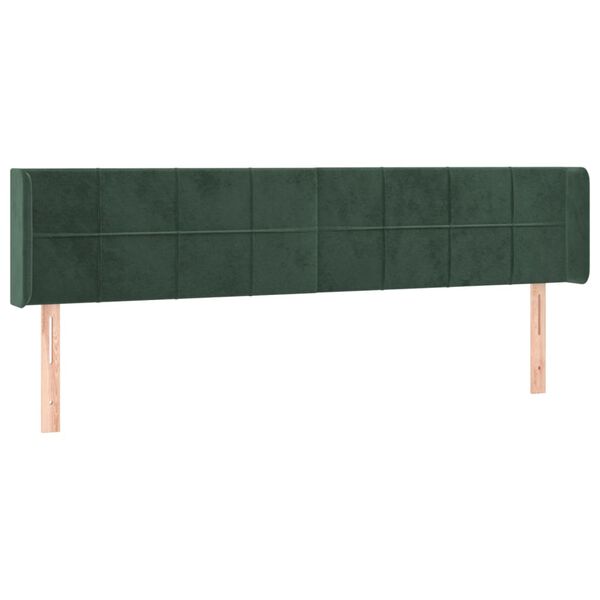 vidaXL T&ecirc;te de lit &agrave; LED Vert fonc&eacute; 203x16x78/88 cm Velours