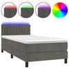 vidaXL Sommier &agrave; lattes de lit et matelas et LED Gris fonc&eacute; 90x200cm