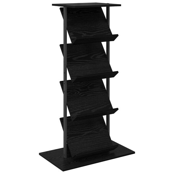vidaXL &Eacute;tag&egrave;re &agrave; magazines avec &eacute;tag&egrave;re Ch&ecirc;ne noir 68 x 40 x 123,5 cm