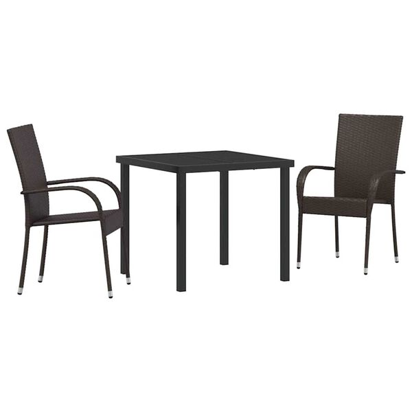 vidaXL Ensemble de salle &agrave; manger pour jardin 3 pcs Marron