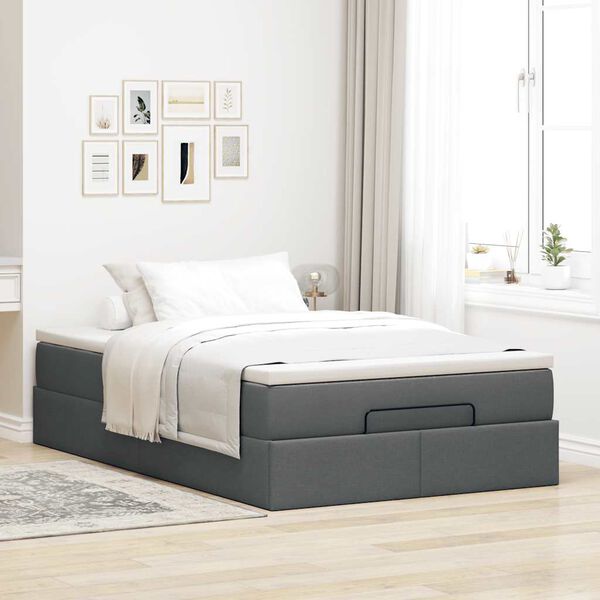 vidaXL Cadre de lit ottoman avec matelas gris fonc&eacute; 120x200cm tissu