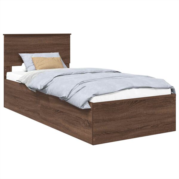 vidaXL Cadre de lit Ch&ecirc;ne brun 75 x 190 cm Bois d'ing&eacute;nierie
