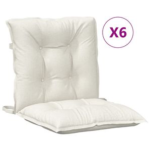 vidaXL Coussins de chaise &agrave; dossier bas lot de 6 cr&egrave;me m&eacute;lang&eacute; tissu