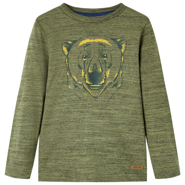 T-shirt enfants &agrave; manches longues kaki m&eacute;lang&eacute; 128