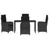 vidaXL Ensemble de salle &agrave; manger pour jardin 5 pcs Noir polyrotin