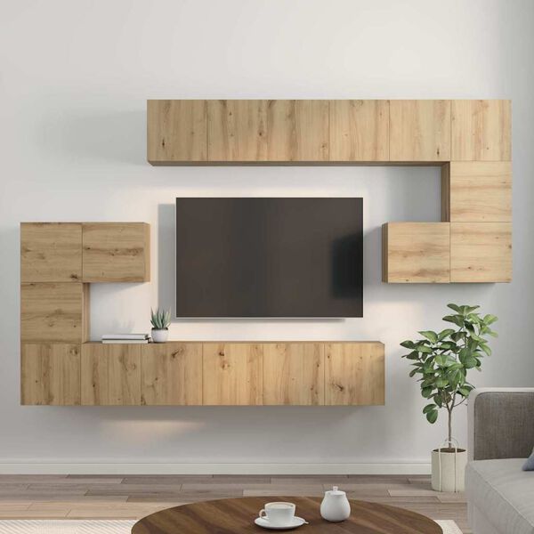 vidaXL Ensemble meuble TV 10 pcs Ch&ecirc;ne artisanal Bois d'ing&eacute;nierie