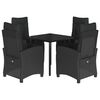 vidaXL Ensemble &agrave; manger de jardin coussins 5pcs Noir R&eacute;sine tress&eacute;e