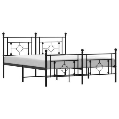 vidaXL Cadre de lit métal sans matelas avec pied de lit noir 150x200cm