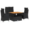 vidaXL Ensemble &agrave; manger de jardin coussins 5pcs Noir R&eacute;sine tress&eacute;e