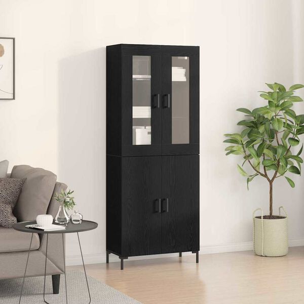 vidaXL Haut Armoire Montage mural 2 pcs Ch&ecirc;ne noir 69,5 x 34 x 180 cm