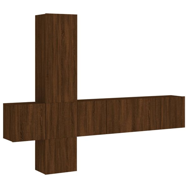 vidaXL Unit&eacute;s murales TV 5 pcs ch&ecirc;ne marron bois d'ing&eacute;nierie