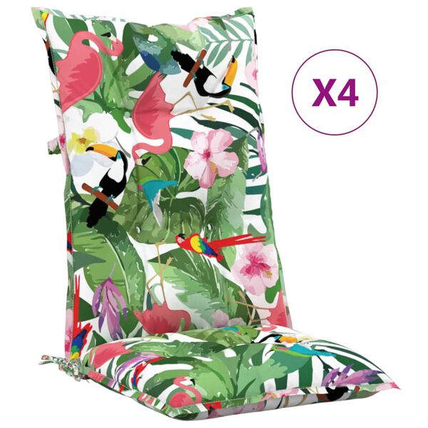 vidaXL Coussins de chaise de jardin dossier haut lot de 4 multicolore