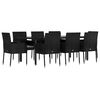 vidaXL Ensemble &agrave; manger jardin 9pcs et coussins noir r&eacute;sine tress&eacute;e