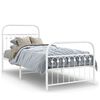vidaXL Cadre de lit m&eacute;tal sans matelas avec pied de lit blanc 90x200cm
