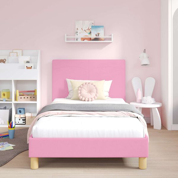 vidaXL Cadre de lit pour enfants avec t&ecirc;te de lit Rose 80 x 200 cm